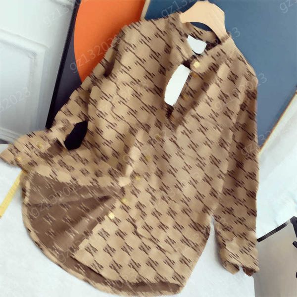 Hemdjacke, klassisches Logo, Jacquard, Taschenrevers, lange Ärmel, Jacken, einreihiger Knopfgürtel, Korsett-Taillen-Design, mittellange Oberbekleidung, Jacken für Damen, lässig