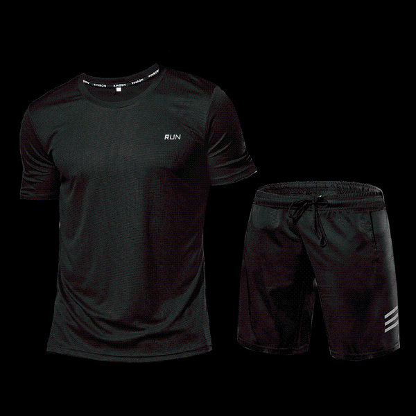 

running sets men's sportswear tracksuit gym compression clothing fitness set athletic wear t shirts ropa deportiva hombre camisetas, Black;blue