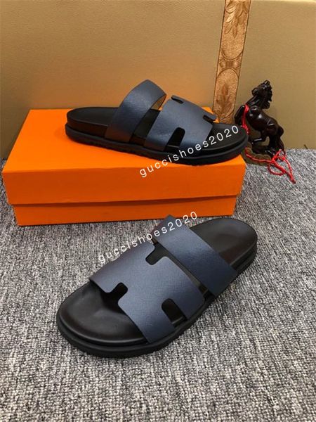 

2022 designer slipper men rubber slide sandals brand men summer printing leather flip flops slippers black falt shoes beach causal slipper s, Black;red