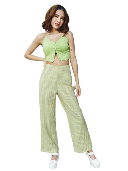 

x domelipa plaid print wide leg pants z7yc#, Black;white