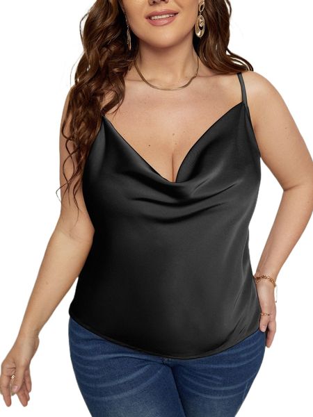 

plus cowl neck cami 68cp#, Black