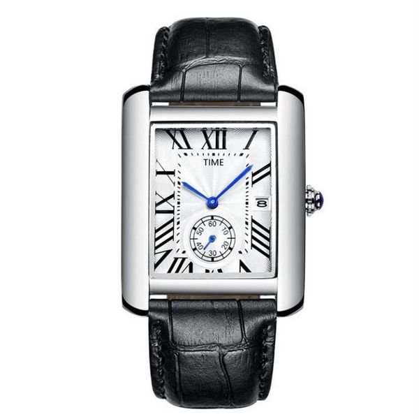 

rose gold square quartz watch fashion lovers men women watches silver tank wristwatches for mens ladies valentine gift dropshippin212m, Slivery;brown