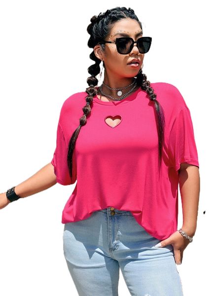 

plus cut out drop shoulder tee z6cv#, Black