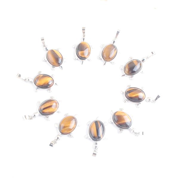 

tiger's eye gemstone turtle charm pendant animal jewelry silver alloy stone beads factory directly wholesale dn4311