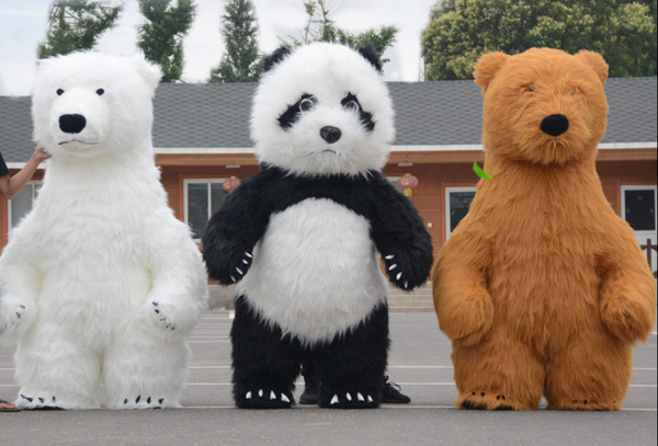 

mascot doll costume inflatable brown fur polar bear mascot costume animal party game dress outfits clothing advertising halloween xma, Red;yellow