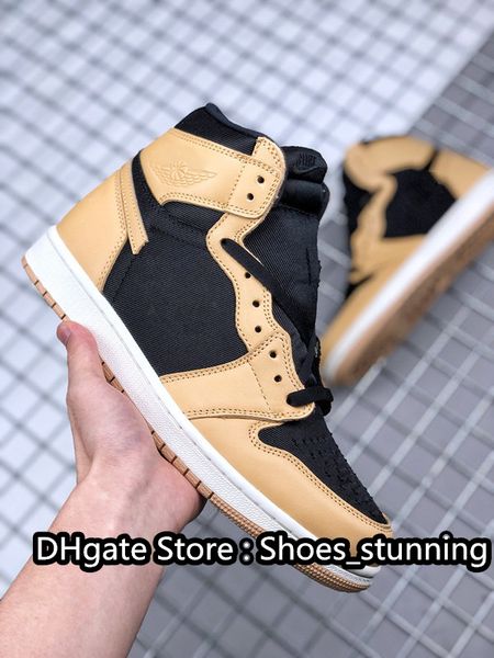 

jumpman 1 high og heritage brown orange black basketball shoes candy green colorway outdoor sneakers sports with original box fast delivery