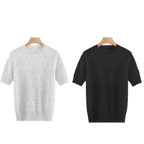 

women's short sleeve sweater designer shirt cardigan clothing 2022 knitting hollowed out spring summer letter high fashion products lap, White;black