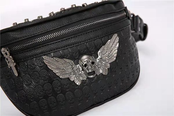 

Luxury Cross Body Waist bag Messenger bag Designer shoulder bags punk elements skull metal purse HBP, Red