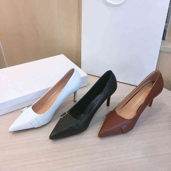 

sandals spring fashion metal buckle high heels women's thin temperament celebrity pointed single shoes professional, Black