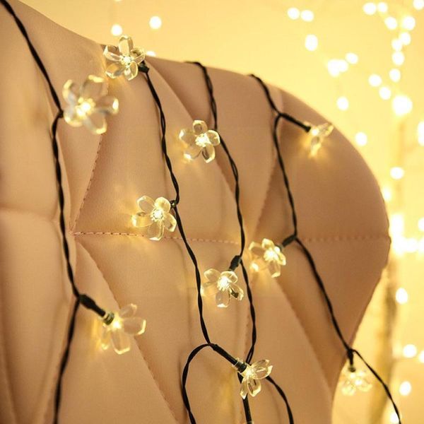 Strings Peach Blossom Solar LED String Light RGB Warm White Fairy for Holiday Outdoor Decoration Lights P5N2LED