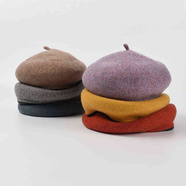 

hats for women autumn winter hats double sided wear wool keep warm windproof painter hat men cap female beret hat j220722, Blue;gray