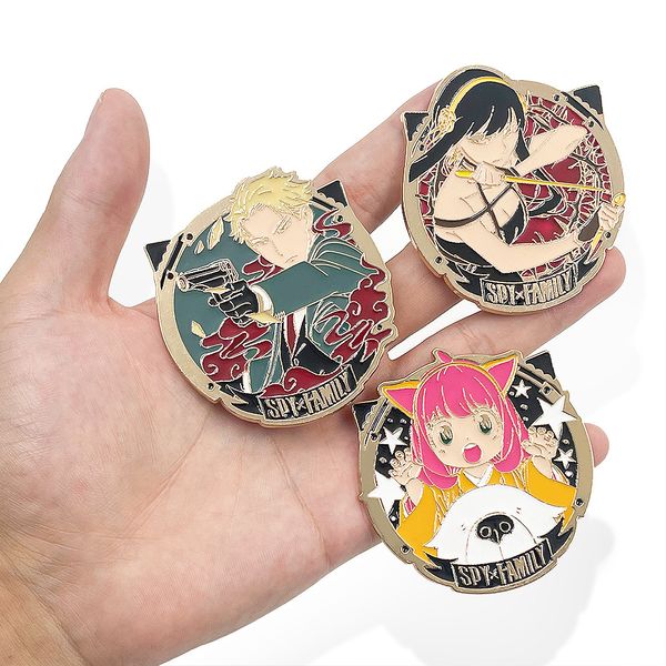

loid yor forger spy family anya forger metal enamel badge button brooches anime lapel pins backpacks accessories gift for friend 6 colors s1, Blue