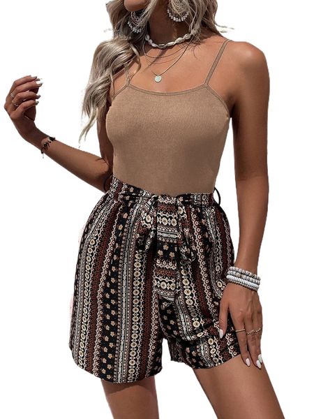 

floral print belted cami jumpsuit g9ne#, Black;white