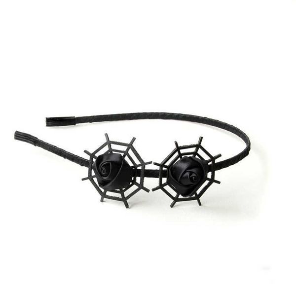 

halloween black spiderweb headband gothic style black girls cobweb & rosebud headbands hair accessories for kids, Silver