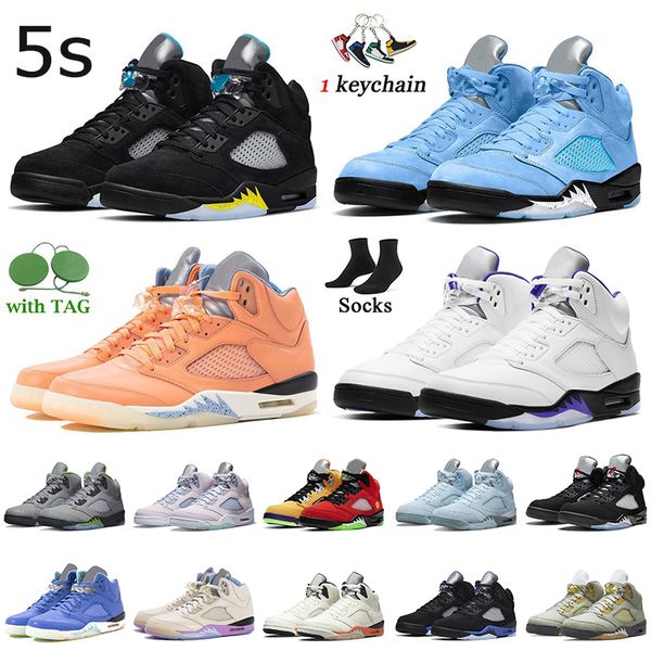 

2022 athletic outdoor sport jumpman 5 basketball shoes fashion mens aqua 5s unc university blue trainers dj khaled x we the concord off sai, White;red