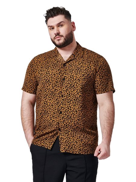 

extended sizes men dot print button front shirt y1kh#, White;black