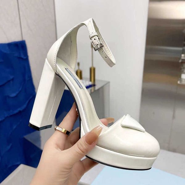 

sandals womens dress shoes high heeled women sandal luxury designers platform heel classic triangle buckle embellished ankle strap 11.5cm, Black