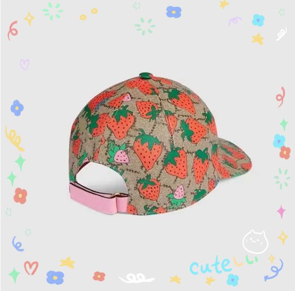 

classic letter strawberry print baseball cap women famous cotton adjustable skull sport golf ball caps curved cactus sun hat555322, Blue;gray