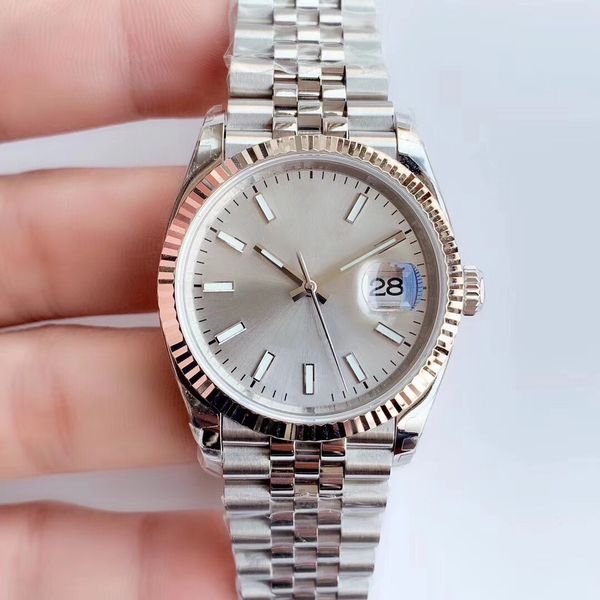 

sw women's watch log type silver dial 36mm luminous rod-shaped time mark scratch resistant blue crystal glass anti reflective 179174 fo, Slivery;brown