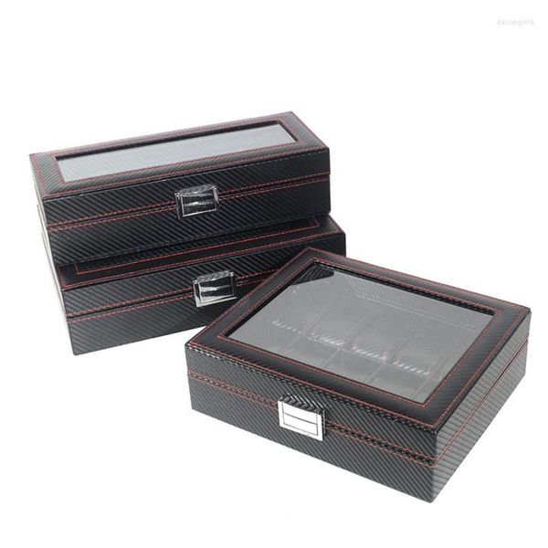 Caixas de assistência caixas caixa de armazenamento caixa de luxo de fibra de fibra de carbono display watches Gifts Organizer 10 Seats Collection presente CabinetWatch