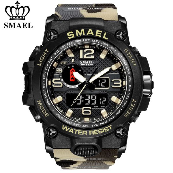 

smael fashion sport watch men alarm clock camouflage waterproof week display men watches digital watch relogio masculino 1545b, Silver