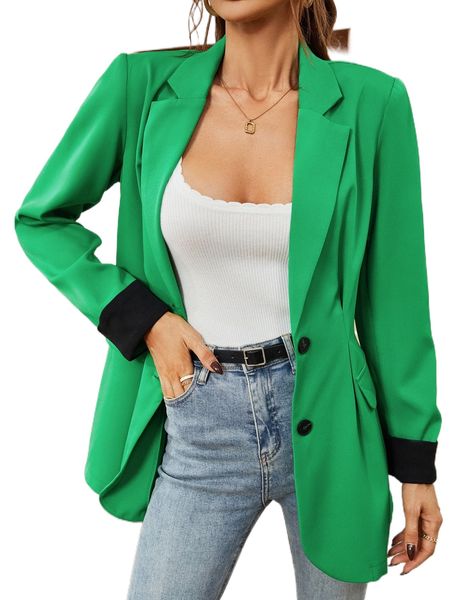 

contrast cuff single breasted blazer z3nm#, White