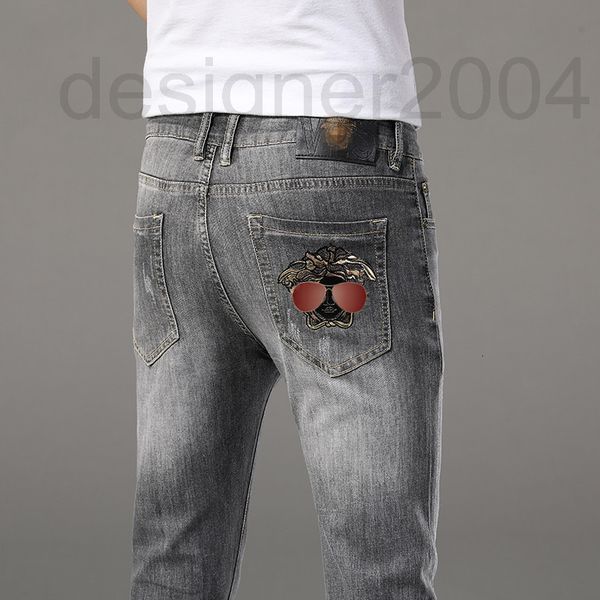 

men's jeans designer spring new men's jeans cotton korean version small foot slim fit international brand medusa n8yv, Blue