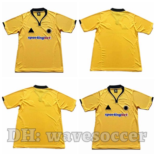 

09 10 yellow home soccer jerseys retro maillot classic vintage camisetas football shirts uniforms men wolvesss, Black;yellow