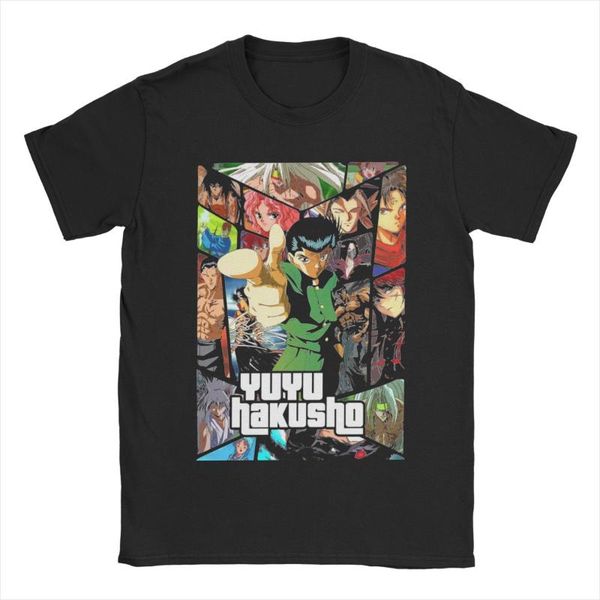 

men's t-shirts payu gheden yu hakusho t shirts for men women cotton yusuke kurama anime tee shirt short sleeve clothing gift idea, White;black