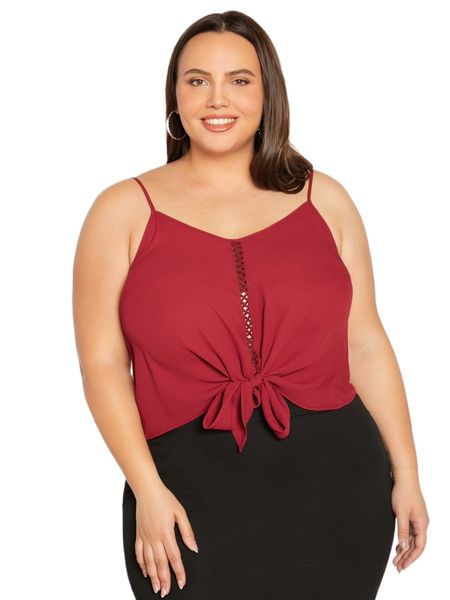 

evolu plus cut out detail tie front cami l8rs#, Black
