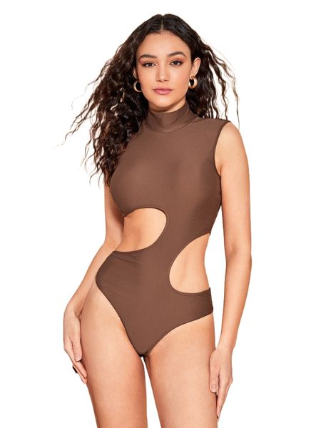 

x najilaraqueldesigns mock neck cut out bodysuit p5pr#, White