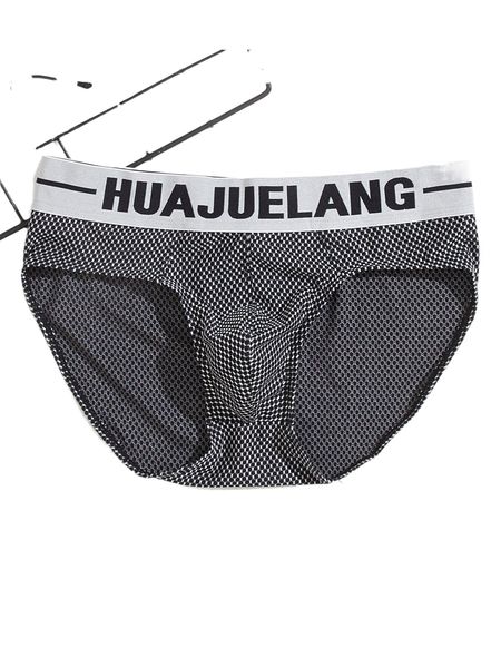 

men geo print contrast letter tape brief 87vv#, Black;brown