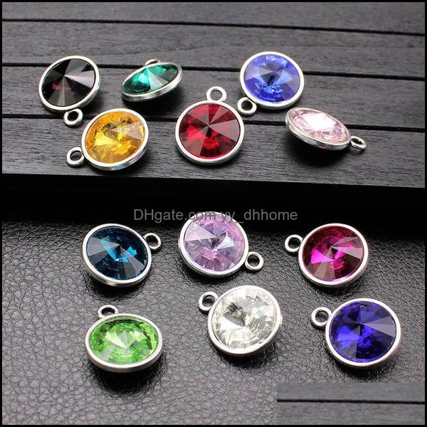 

charms jewelry findings components colorf birthstone crystal for making necklace bracelet pendant cutting rhinestone charm drop delivery 2, Bronze;silver
