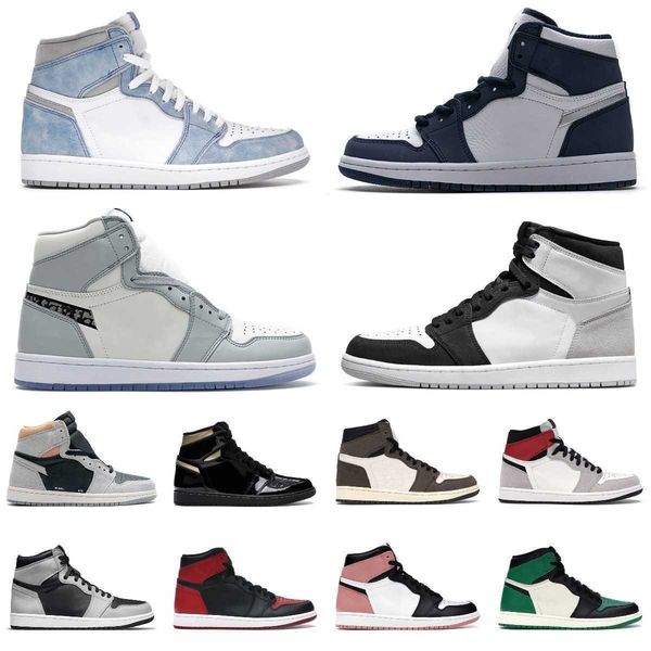 

mens womens 1 basketball shoes unc 1s hyper royal racer university blue dark mocha silver toe court purple green bleached coral backboard, Black