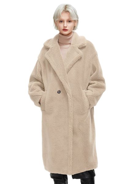 

ziai drop shoulder slant pocket teddy coat u5tu#, Black