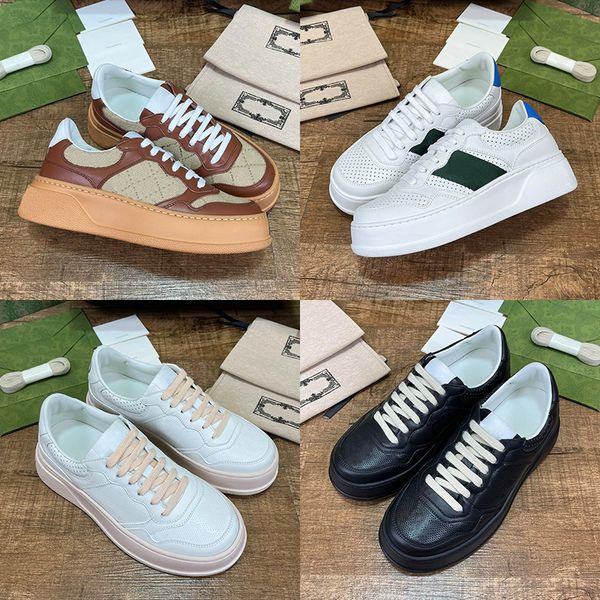 

luxury designer sneaker men women casual shoes embossed sneakers white web black leather chunky lace-up closure beige ebony canvas platform