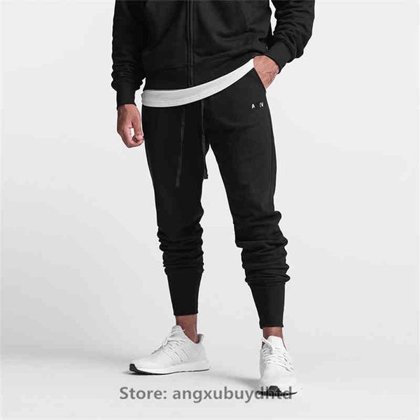 

as 2022 spring and autumn men's casual pants solid color fashion versatile large stretch waist embroidered cotton loose stretch sports, Black