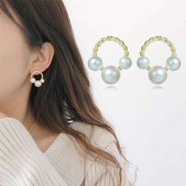 

stud baroque artificial pearl earrings women's french elegant light luxury advanced fashion net red earringsfashion accessor, Golden;silver