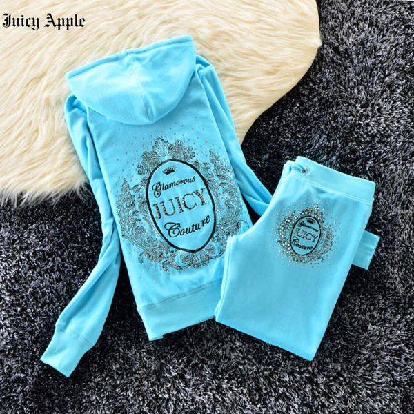 

juicy apple women's tracksuits casual suits spring autumn outdoor velvet woman tracksuits hooded collar sportswear suit female set, Gray