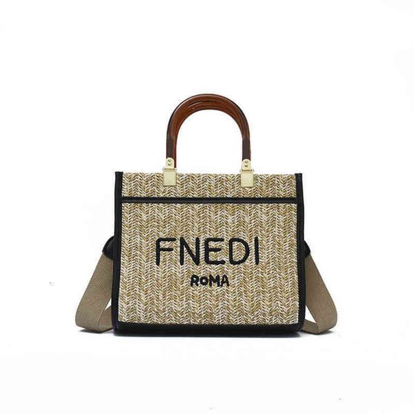 

women's 2022 printing elegant square luxury large red version single tote bag woven hand women's bag all-match portable shoulder m