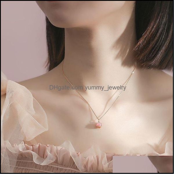 

pendant necklaces pendants jewelry cute gift shell made cat for women girl baby shape gold/sier color beads chain drop delivery 2021 dyfk2, Silver