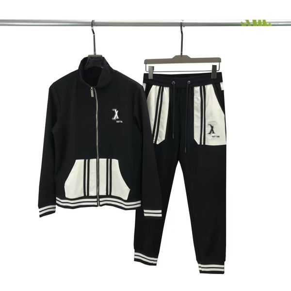 

fashion jackets mens tracksuits sets colorful plaid men casual zipper set autumn pants male sweatshirt pocket size -3xl, Gray