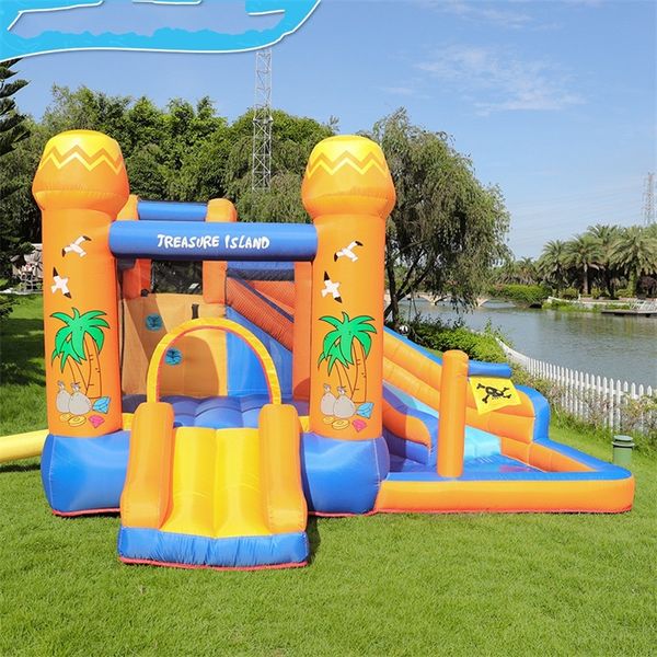 Tappetini Gonfiabili Jumper Casa di rimbalzo Scivolo Buttafuori Scivolo per bambini Parco Castello di salto Inoltre Ventilatore per carichi pesanti Spruzzatore d'acqua Pali 775 E3