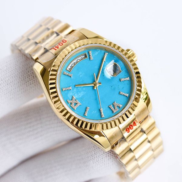 

mens watch automatic mechanical watches 36mm fashion wristwatch business wristwatches with calendar montre de luxe, Slivery;brown