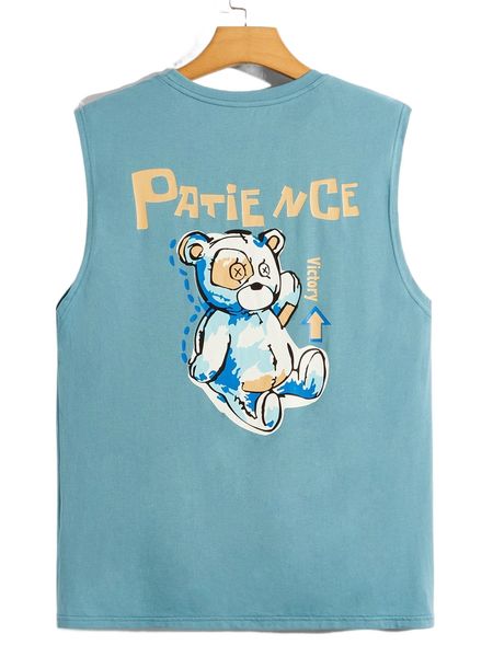 

men bear & letter graphic tank m4yh#, White;black