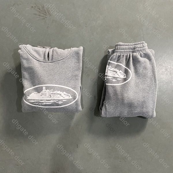 

men hoodie rule the world grey suit white print jacket trendy hip hop pullover set high version sweatshirts, Black