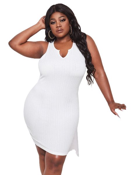 

sxy plus notched neck bodycon dress i3yg#, Black
