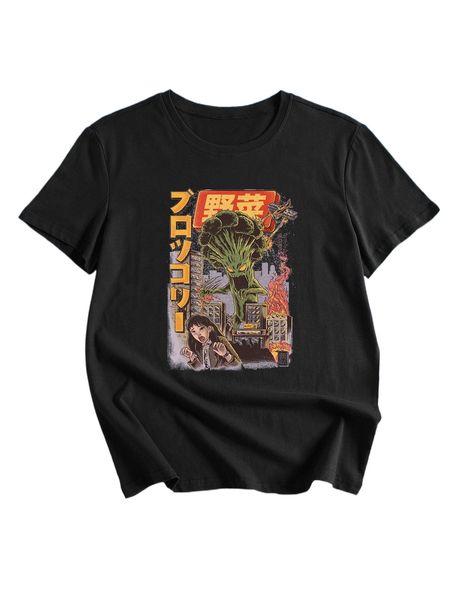 

romwe x ilustrata figure & cartoon graphic tee j3zy#, White