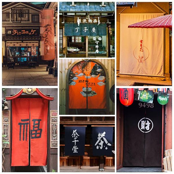 Perde Drapes Japon Mutfak Restoran Mağazası Partition Kapı Keten Pamuk Kumaş Fengshui Dekorasyon Noren Asılı Yarım Curtainscurtain