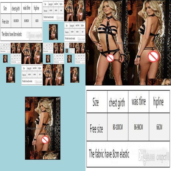 !!! Frau Sexy Dessous Bandage Patent Leder Hang Neck Teddy Pyjamas Porno Unterwäsche Kleidung Set Drop Lieferung 2021 Gesundheit Schönheit A7K0H